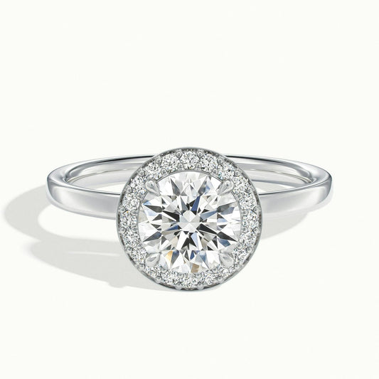 Elin 3 Carat Round Lab Grown Diamond Halo Engagement Ring in Platinum - view 1