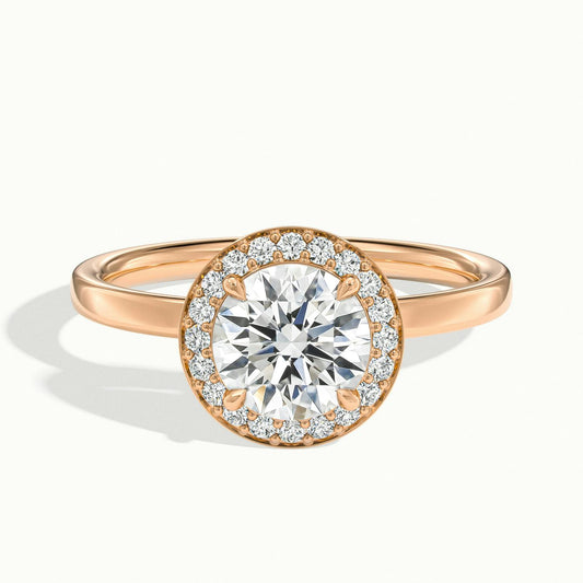 Elin 2.5 Carat Round Lab Grown Diamond Halo Engagement Ring in 14K Rose Gold - view 1