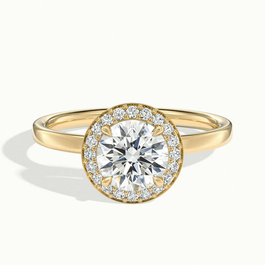Elin 2.5 Carat Round Lab Grown Diamond Halo Engagement Ring in 10K Yellow Gold - view 1