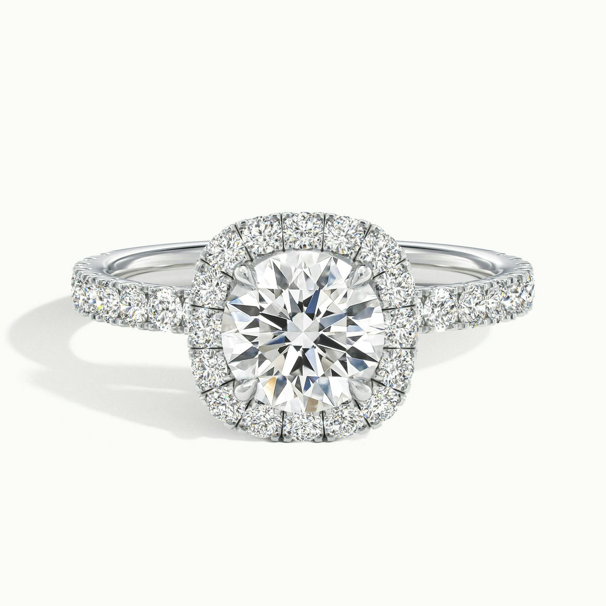 Kira Scallop 4 Carat Round Lab Grown Diamond Halo Engagement Ring in 925 Silver - view 1