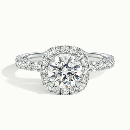 Kira Scallop 4 Carat Round Lab Grown Diamond Halo Engagement Ring in 925 Silver - view 1