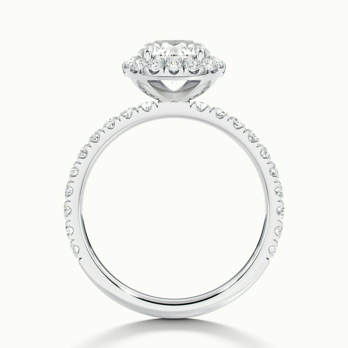 Kira Scallop 4 Carat Round Lab Grown Diamond Halo Engagement Ring in 925 Silver - view 3