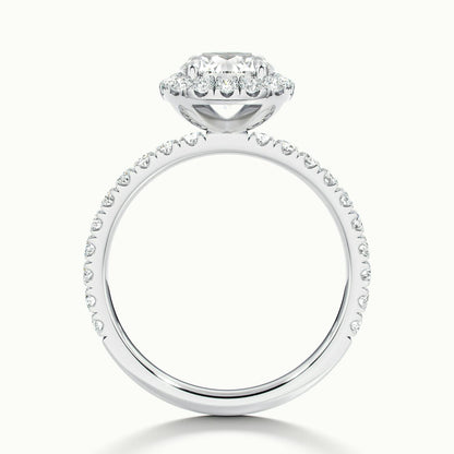 Kira Scallop 4 Carat Round Lab Grown Diamond Halo Engagement Ring in 925 Silver - view 3