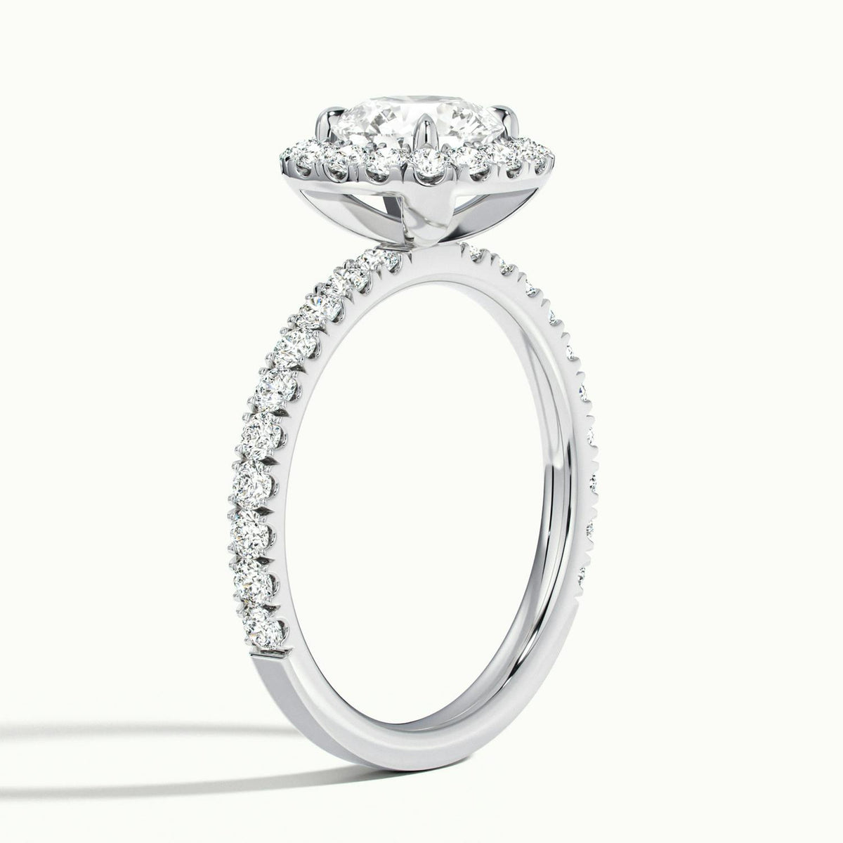 Kira Scallop 4 Carat Round Lab Grown Diamond Halo Engagement Ring in 925 Silver - view 4
