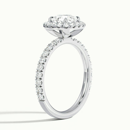 Kira Scallop 4 Carat Round Lab Grown Diamond Halo Engagement Ring in 925 Silver - view 4