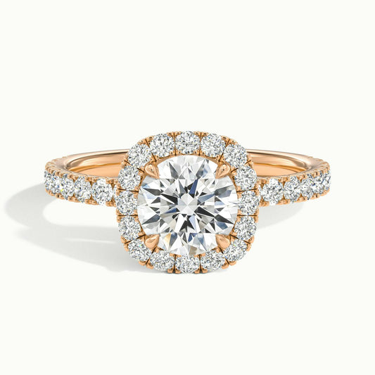 Kira Scallop 2.5 Carat Round Lab Grown Diamond Halo Engagement Ring in 18K Rose Gold - view 1