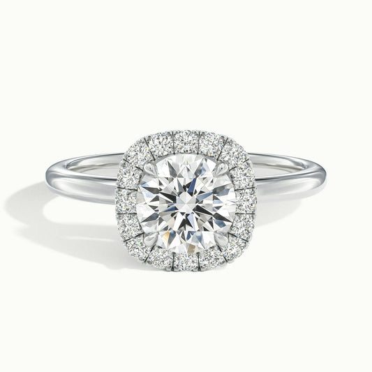 Kira 2.5 Carat Round Lab Grown Diamond Halo Engagement Ring in Platinum - view 1