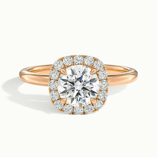 Kira 2.5 Carat Round Lab Grown Diamond Halo Engagement Ring in 18K Rose Gold - view 1
