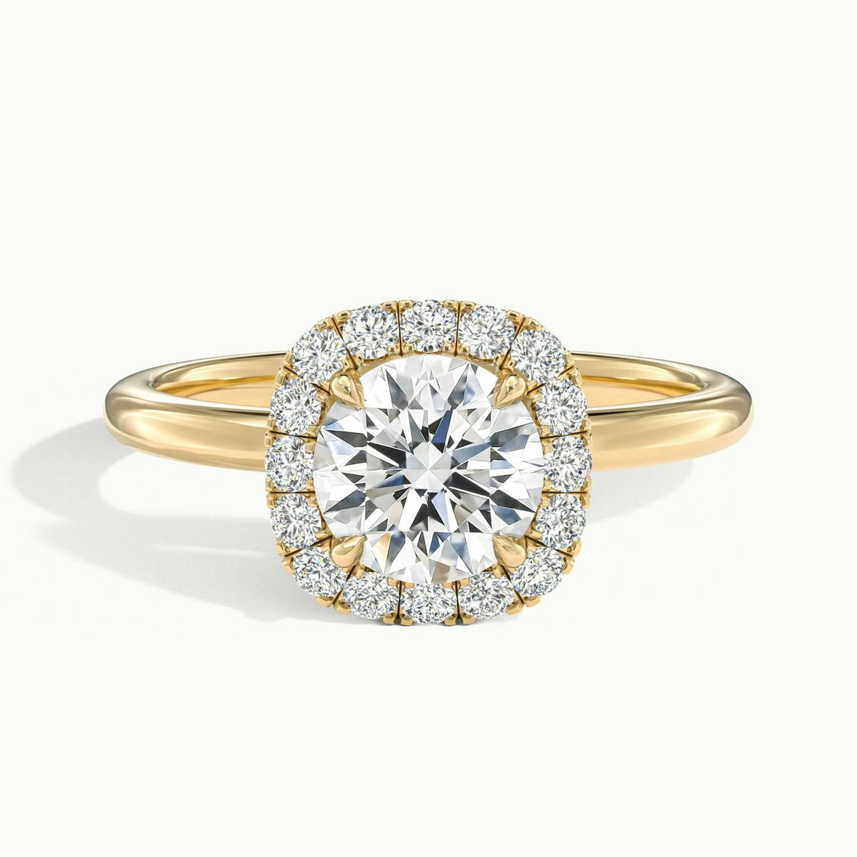 Kira 4.5 Carat Round Lab Grown Diamond Halo Engagement Ring in 10K Yellow Gold - view 1