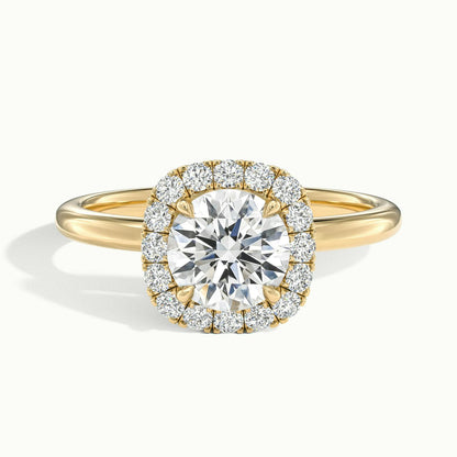 Kira 1 Carat Round Lab Grown Diamond Halo Engagement Ring in 18K Yellow Gold - view 1