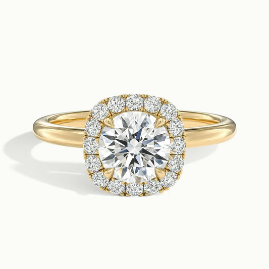 Kira 2.5 Carat Round Lab Grown Diamond Halo Engagement Ring in 10K Yellow Gold - view 1