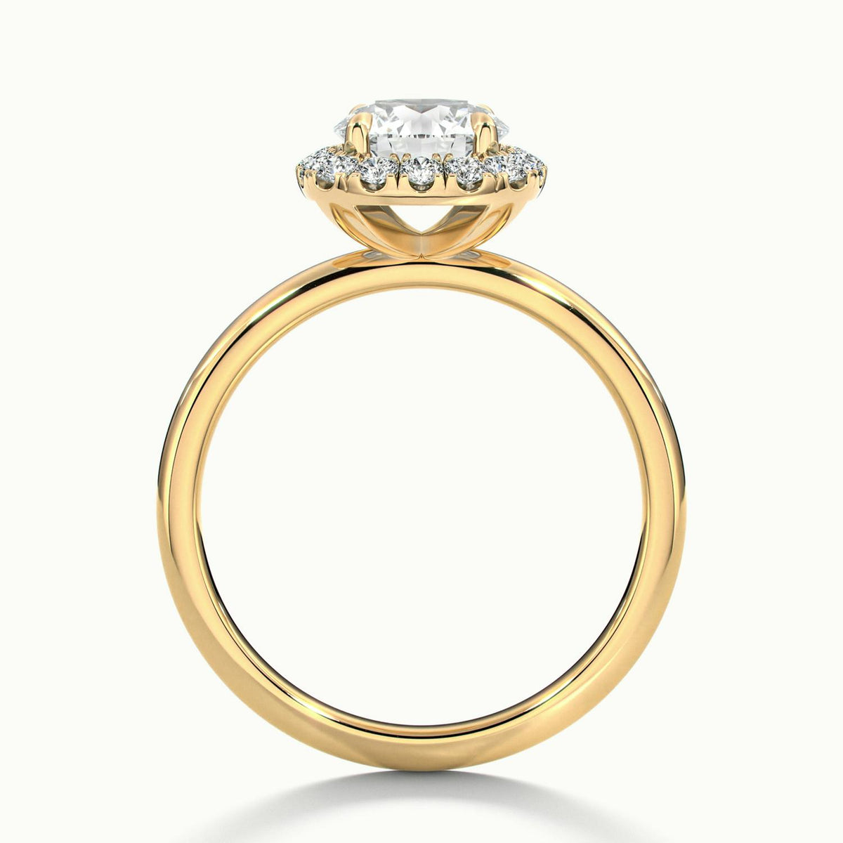 Kira 4.5 Carat Round Lab Grown Diamond Halo Engagement Ring in 10K Yellow Gold - view 3