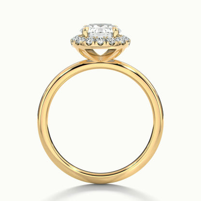 Kira 4.5 Carat Round Lab Grown Diamond Halo Engagement Ring in 10K Yellow Gold - view 3