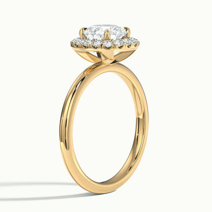 Kira 4.5 Carat Round Lab Grown Diamond Halo Engagement Ring in 10K Yellow Gold - view 4