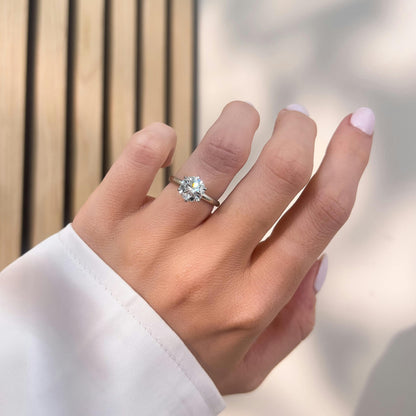 Iris 3.5 Carat Round Lab Grown Diamond Solitaire Engagement Ring in 10K White Gold - view 8