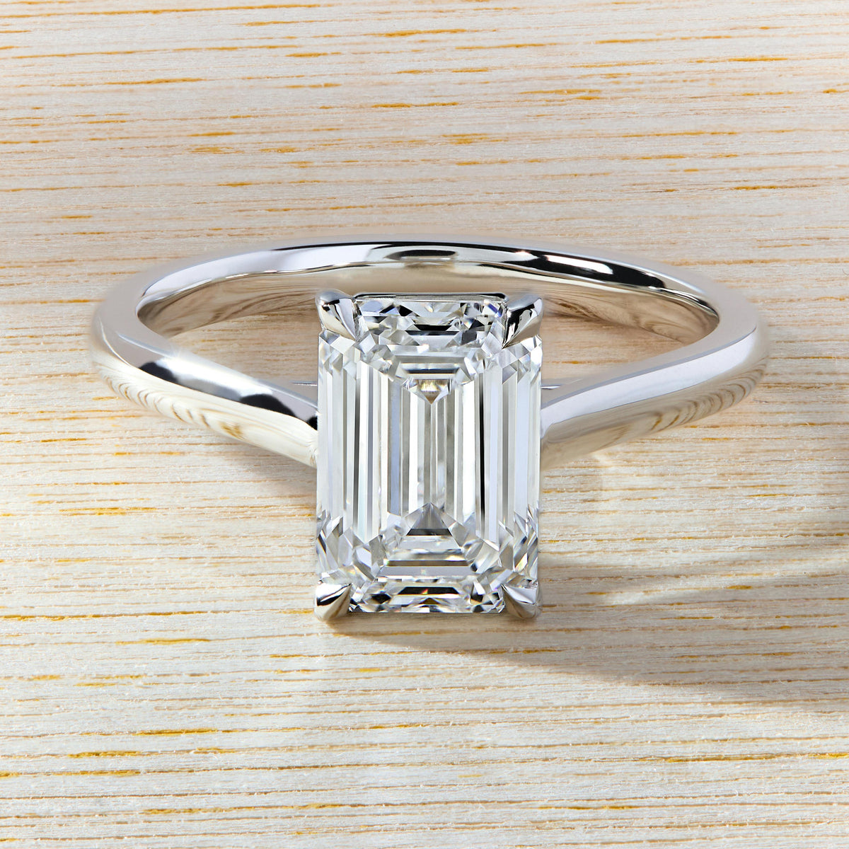 Mira 1.5 Carat Emerald Lab Grown Diamond Solitaire Engagement Ring in 10K White Gold - view 6