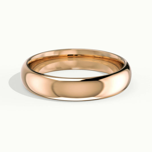 4mm Domed Comfort Fit Wedding Band in 18K Rose Gold