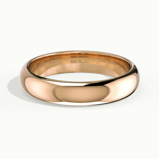 4mm Half Round D-Shape Wedding Band in 10K Rose Gold