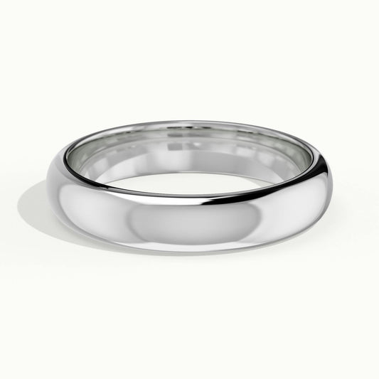 4mm Half Round D-Shape Wedding Band in 14K White Gold