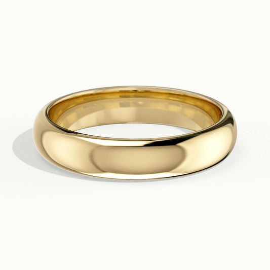 4mm Half Round D-Shape Wedding Band in 14K Yellow Gold