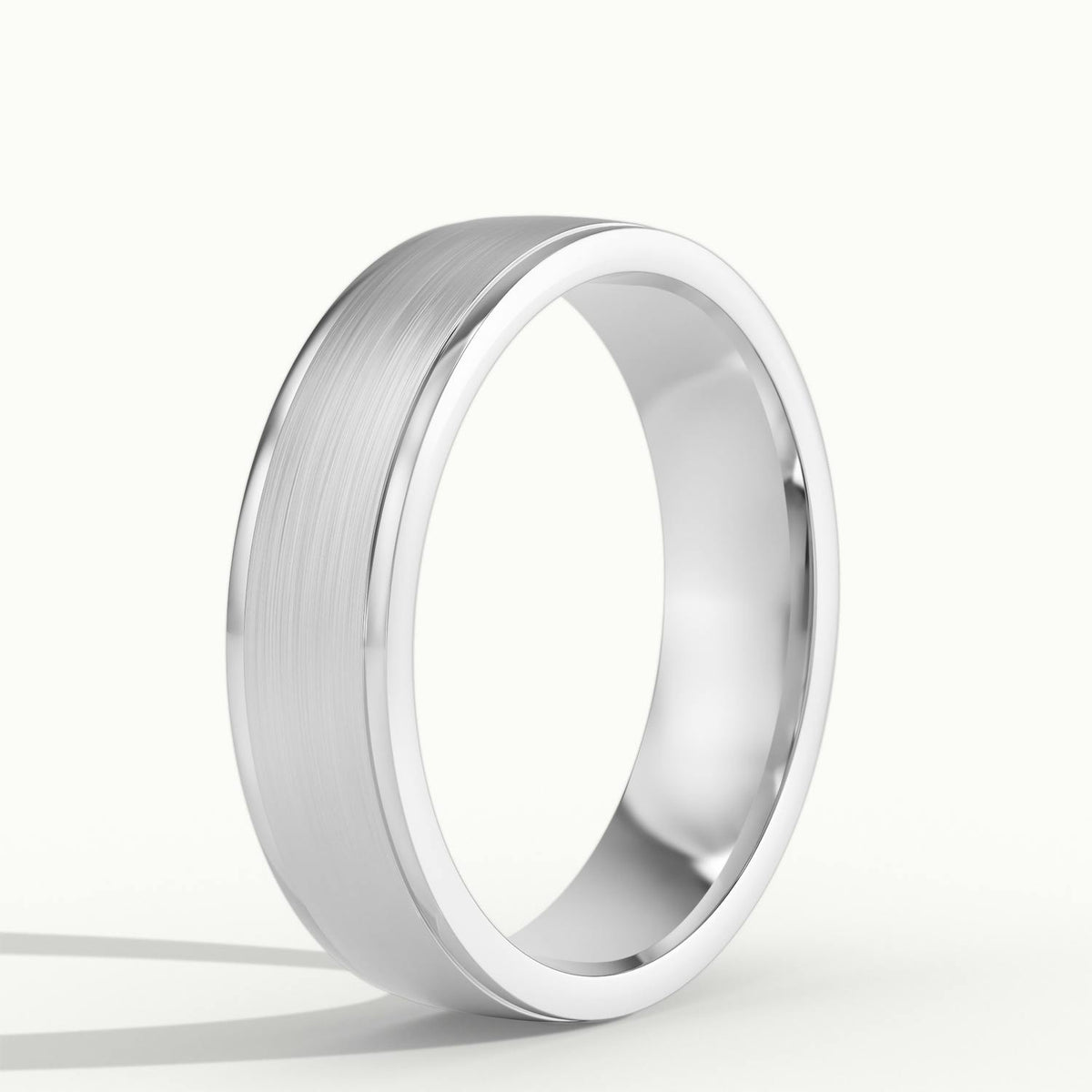5.5mm Cut Down Edge Wedding Band in 10K White Gold