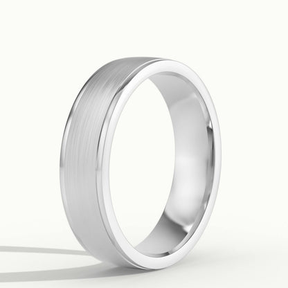 5.5mm Cut Down Edge Wedding Band in 10K White Gold