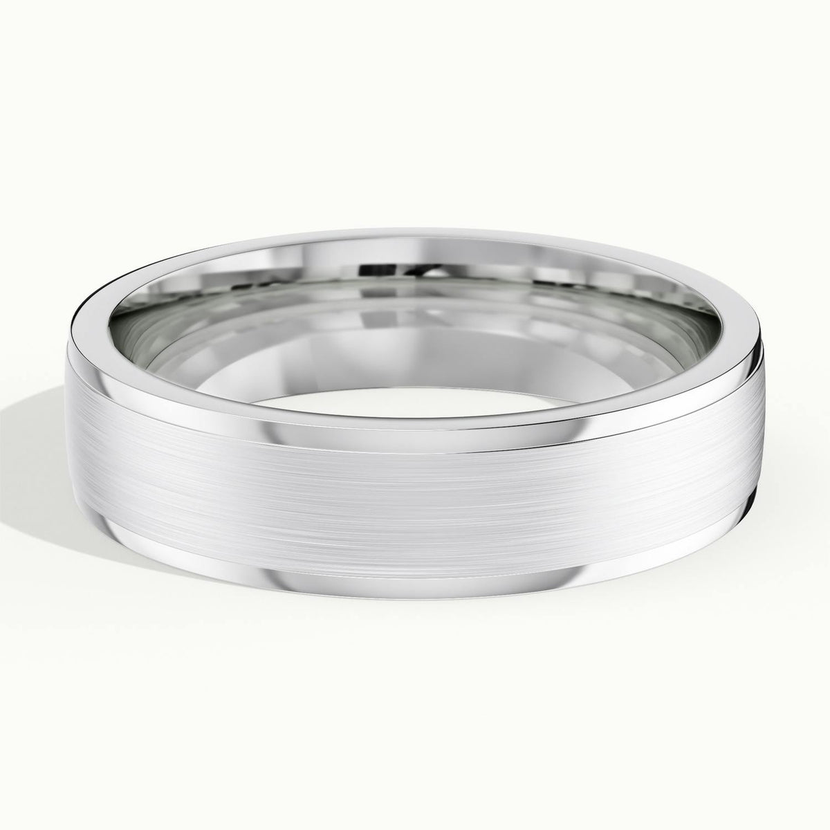 5.5mm Cut Down Edge Wedding Band in 10K White Gold