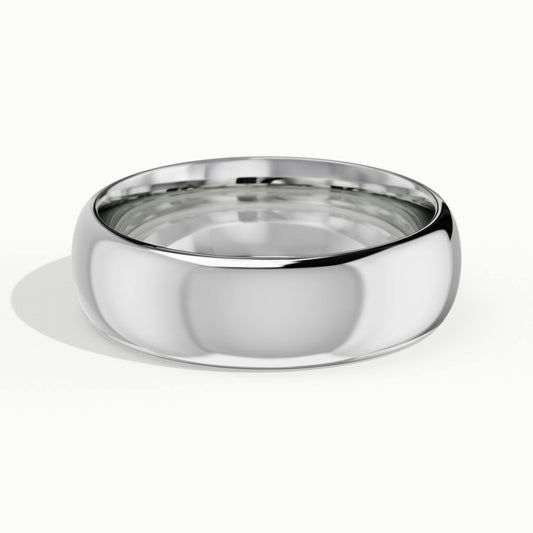 5.5mm Domed Comfort Fit Wedding Band in 10K White Gold
