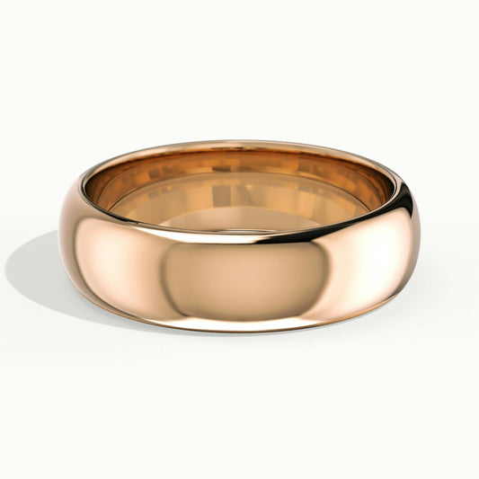 5.5mm Half Round D-Shape Wedding Band in 18K Rose Gold