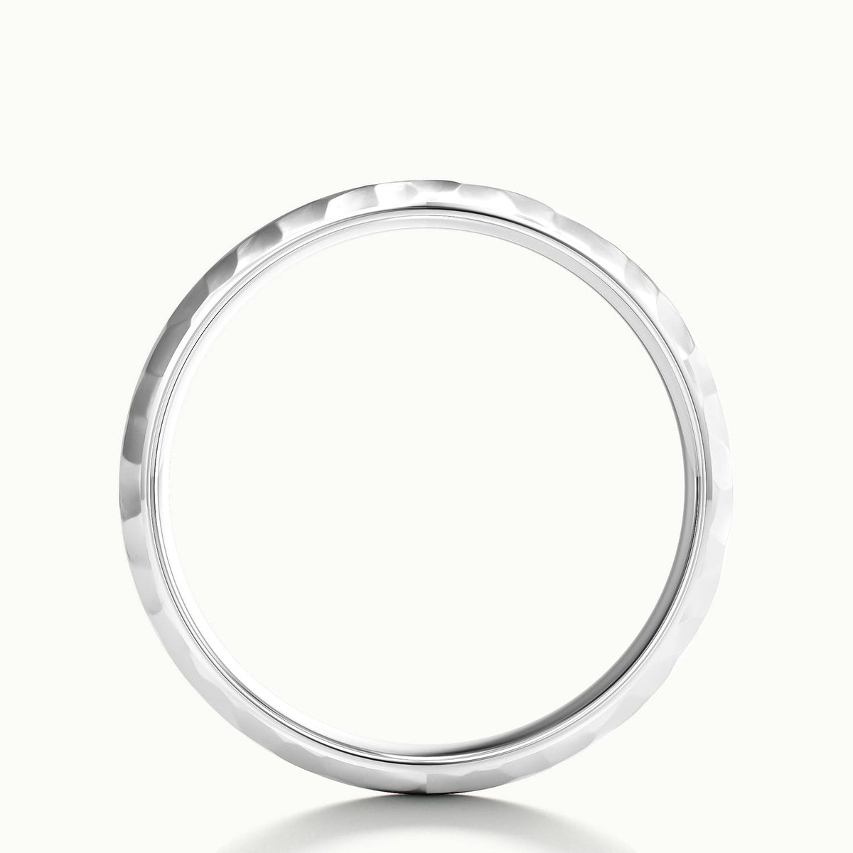 5.5mm Hammered Wedding Band in 18K White Gold