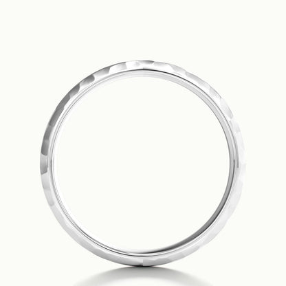 5.5mm Hammered Wedding Band in 18K White Gold