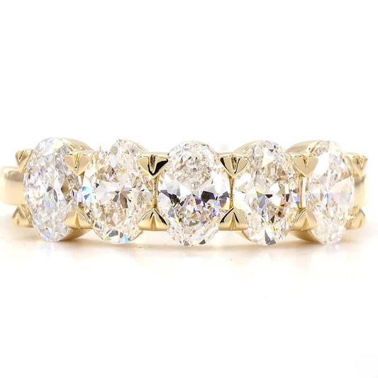 5 Stone Oval Half Eternity Band In 14K Yellow Gold