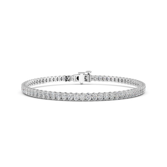 5.00ct Oval Lab Grown Diamond 4 Prong Tennis Bracelet In 14K White Gold