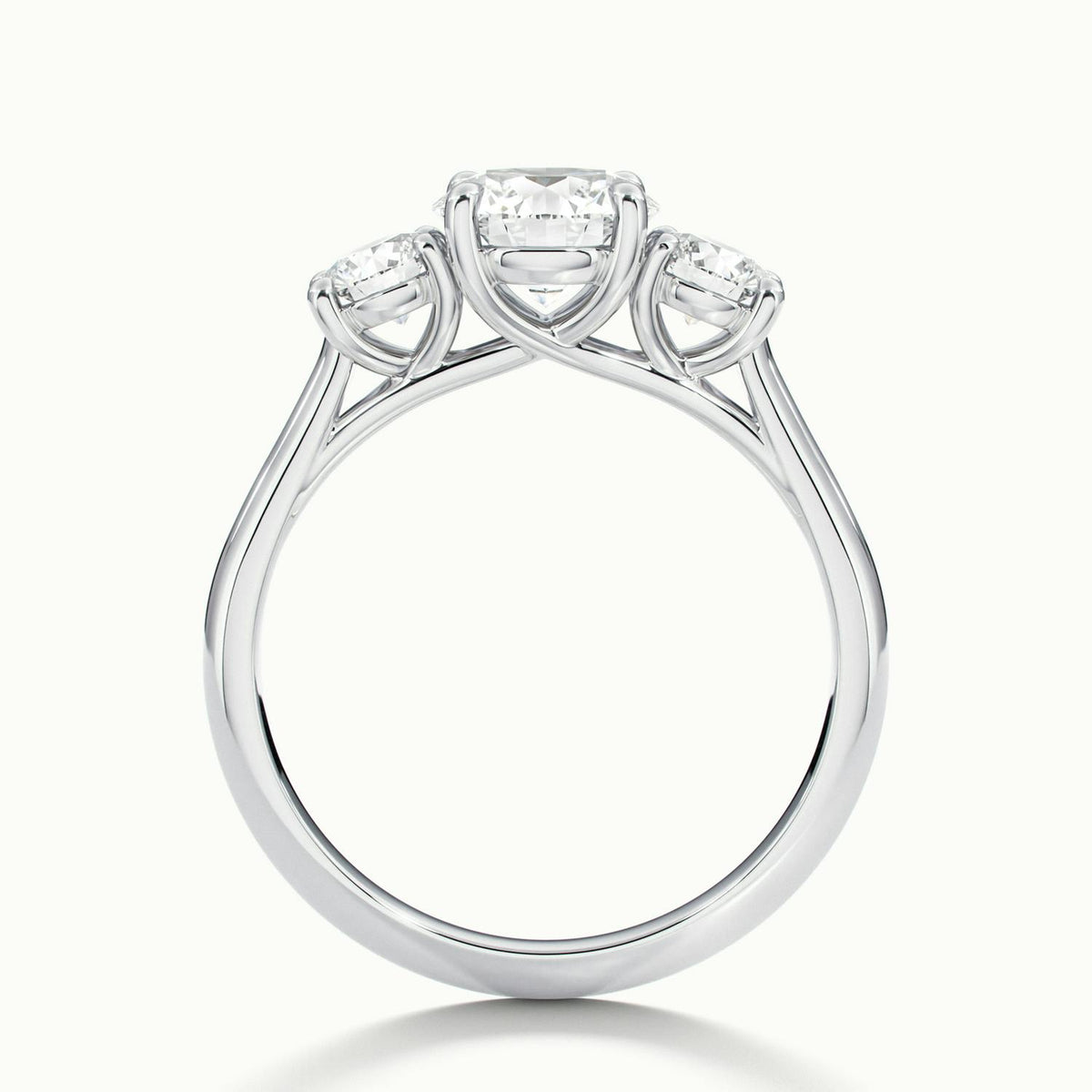 Noor 2 Carat Round Lab Grown Diamond Three Stone Engagement Ring in 14K White Gold - view 3