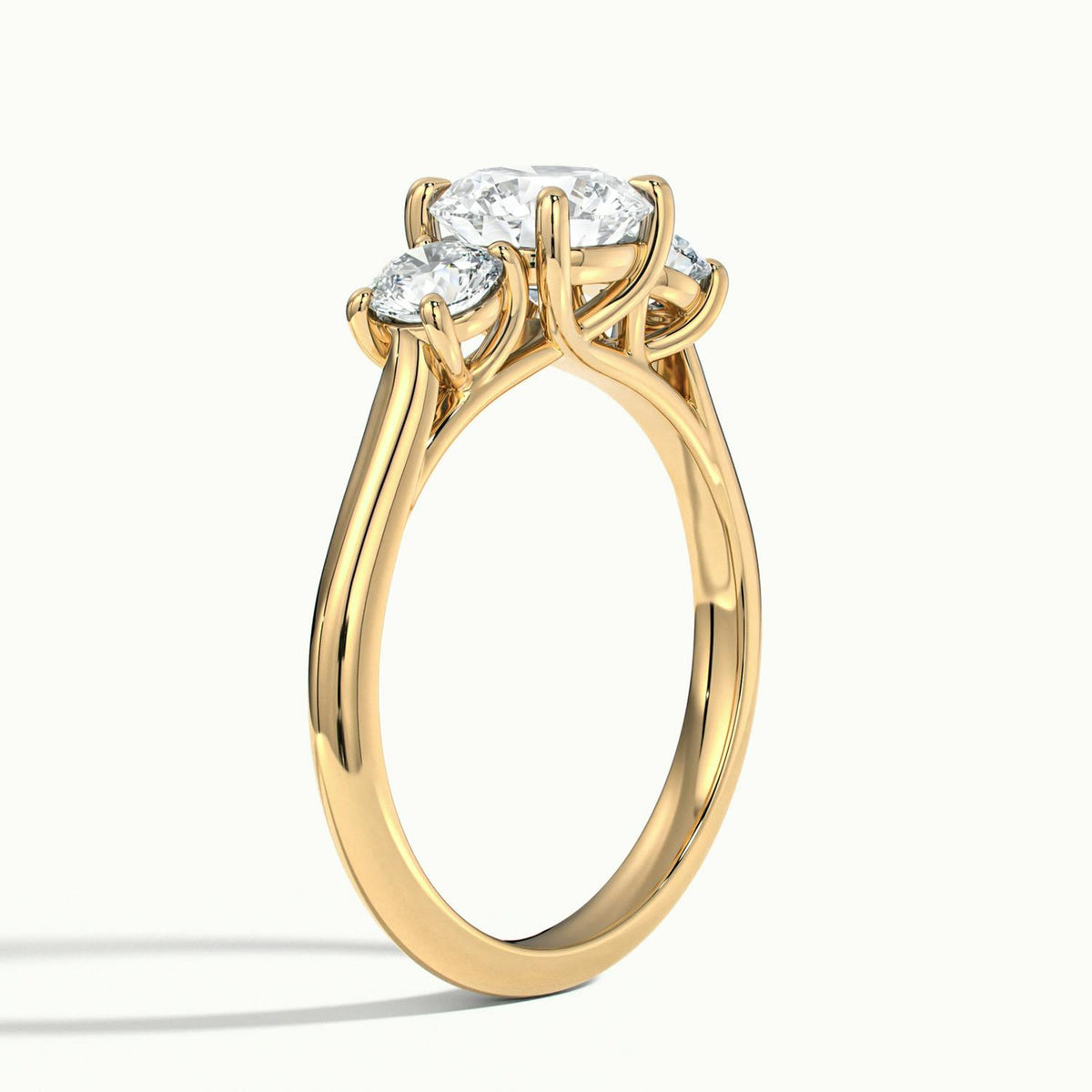 Noor 2 Carat Round Lab Grown Diamond Three Stone Engagement Ring in 18K Yellow Gold - view 4