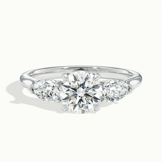 Remy 2 Carat Round Lab Grown Diamond Three Stone Engagement Ring in Platinum - view 1
