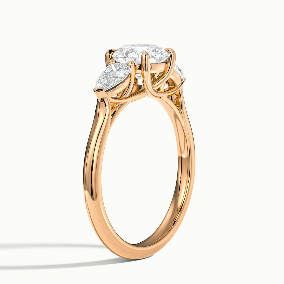 Remy 4.5 Carat Round Lab Grown Diamond Three Stone Engagement Ring in 14K Rose Gold - view 4