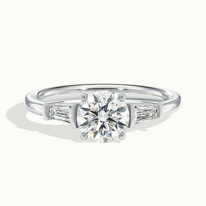 Nyla 4 Carat Round Lab Grown Diamond Three Stone Engagement Ring in 14K White Gold - view 1