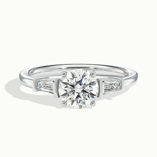 Nyla 2.5 Carat Round Lab Grown Diamond Three Stone Engagement Ring in 925 Silver - view 1