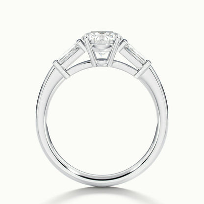 Nyla 4 Carat Round Lab Grown Diamond Three Stone Engagement Ring in 14K White Gold - view 3