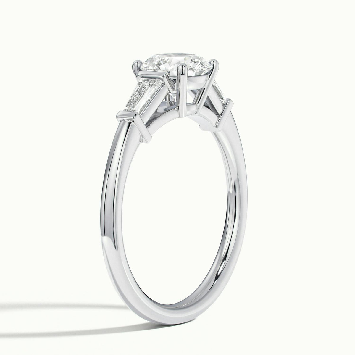Nyla 4 Carat Round Lab Grown Diamond Three Stone Engagement Ring in 14K White Gold - view 4
