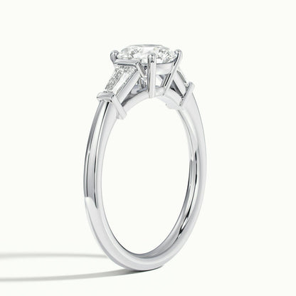 Nyla 4 Carat Round Lab Grown Diamond Three Stone Engagement Ring in 14K White Gold - view 4