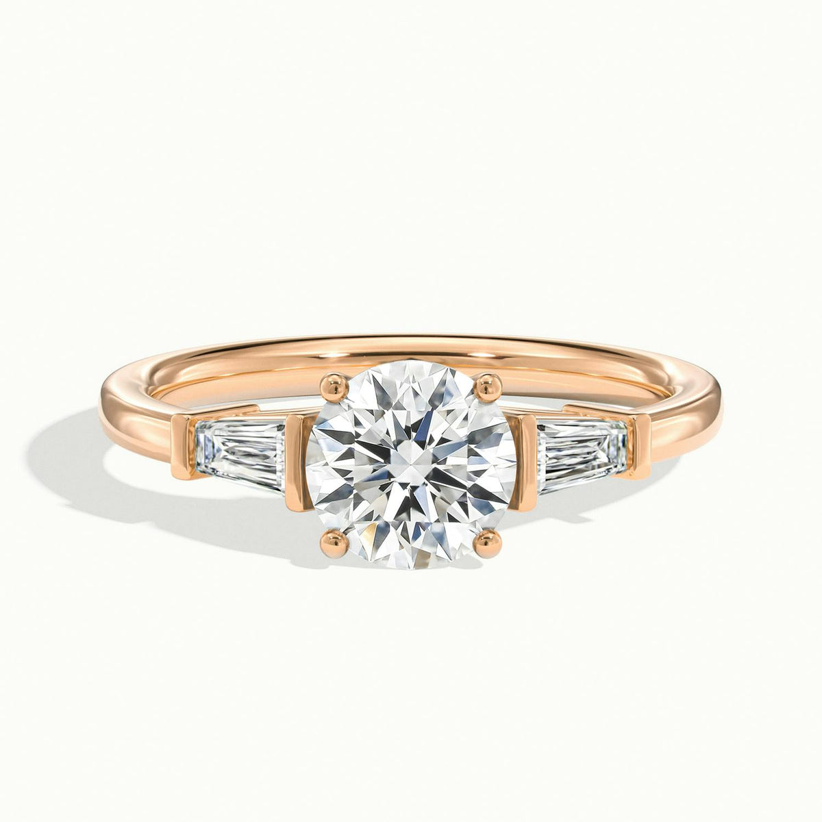 Nyla 2 Carat Round Lab Grown Diamond Three Stone Engagement Ring in 14K Rose Gold - view 1
