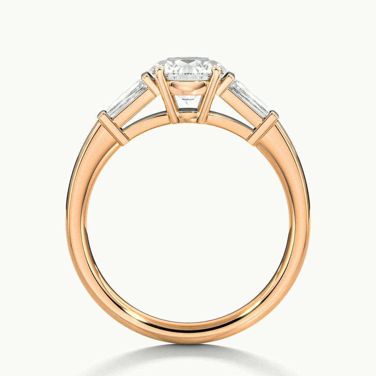 Nyla 4.5 Carat Round Lab Grown Diamond Three Stone Engagement Ring in 18K Rose Gold - view 3