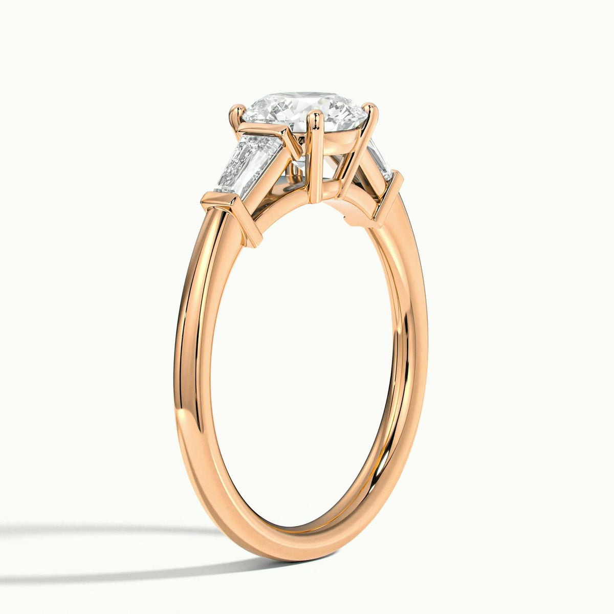 Nyla 4 Carat Round Lab Grown Diamond Three Stone Engagement Ring in 14K Rose Gold - view 4