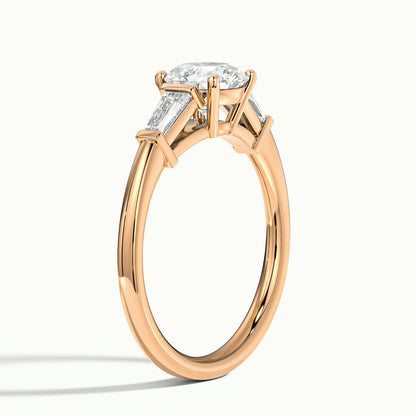 Nyla 4.5 Carat Round Lab Grown Diamond Three Stone Engagement Ring in 18K Rose Gold - view 4
