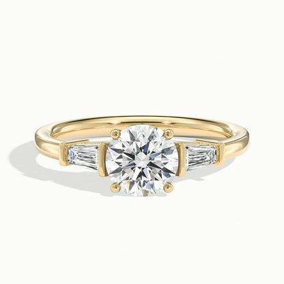 Nyla 1 Carat Round Lab Grown Diamond Three Stone Engagement Ring in 18K Yellow Gold - view 1