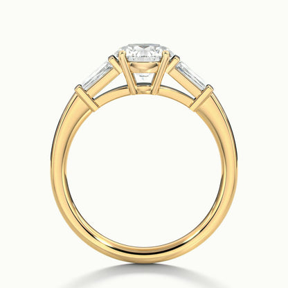 Nyla 2 Carat Round Lab Grown Diamond Three Stone Engagement Ring in 10K Yellow Gold - view 3
