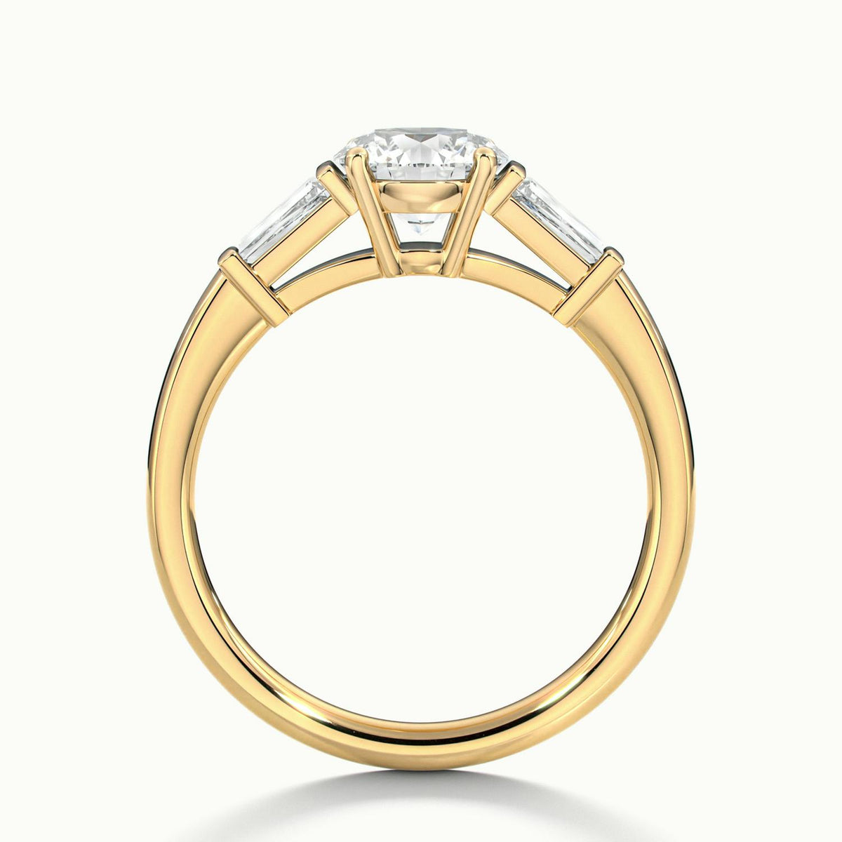 Nyla 1 Carat Round Lab Grown Diamond Three Stone Engagement Ring in 18K Yellow Gold - view 3
