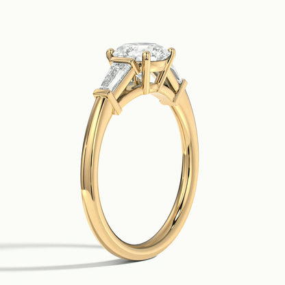 Nyla 2 Carat Round Lab Grown Diamond Three Stone Engagement Ring in 10K Yellow Gold - view 4